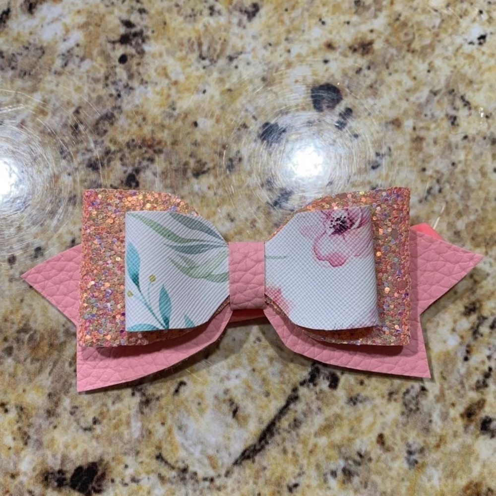 Glitter & Floral Hair Bow